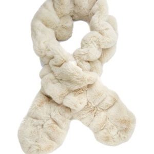 Fabulous Furs FAUX FUR RUFFLED SCARF in ivory.